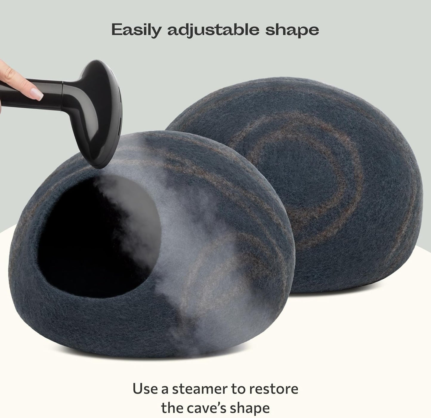 Premium Felt Cat Cave - Handmade 100% Merino Wool Bed for Indoor Cats (Large, Slate Gray)