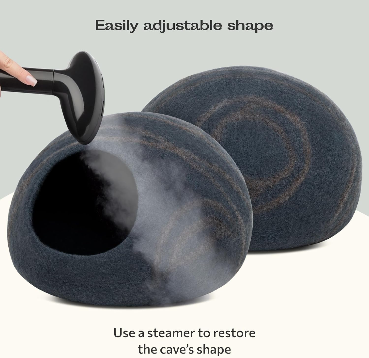 Premium Felt Cat Cave - Handmade 100% Merino Wool Bed for Indoor Cats (Large, Slate Gray)