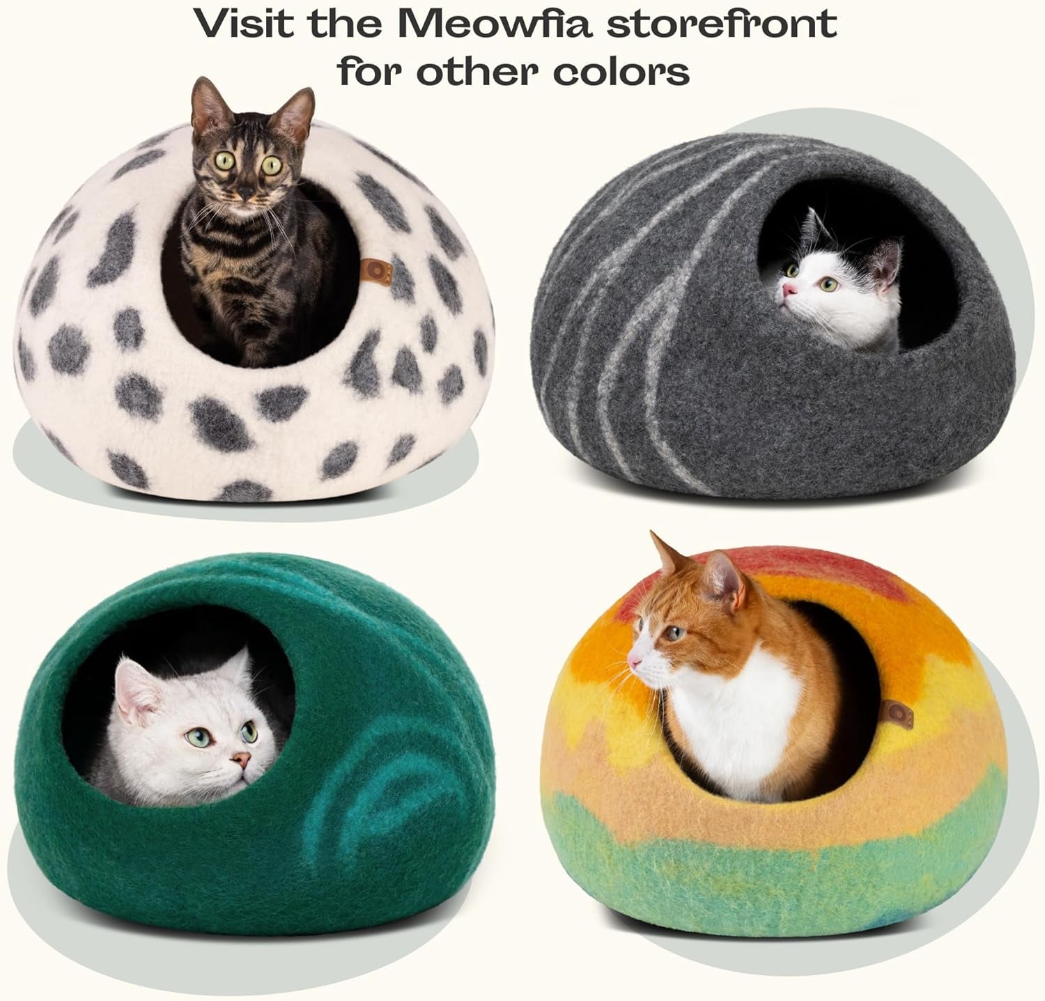 Premium Felt Cat Cave - Handmade 100% Merino Wool Bed for Indoor Cats (Large, Slate Gray)